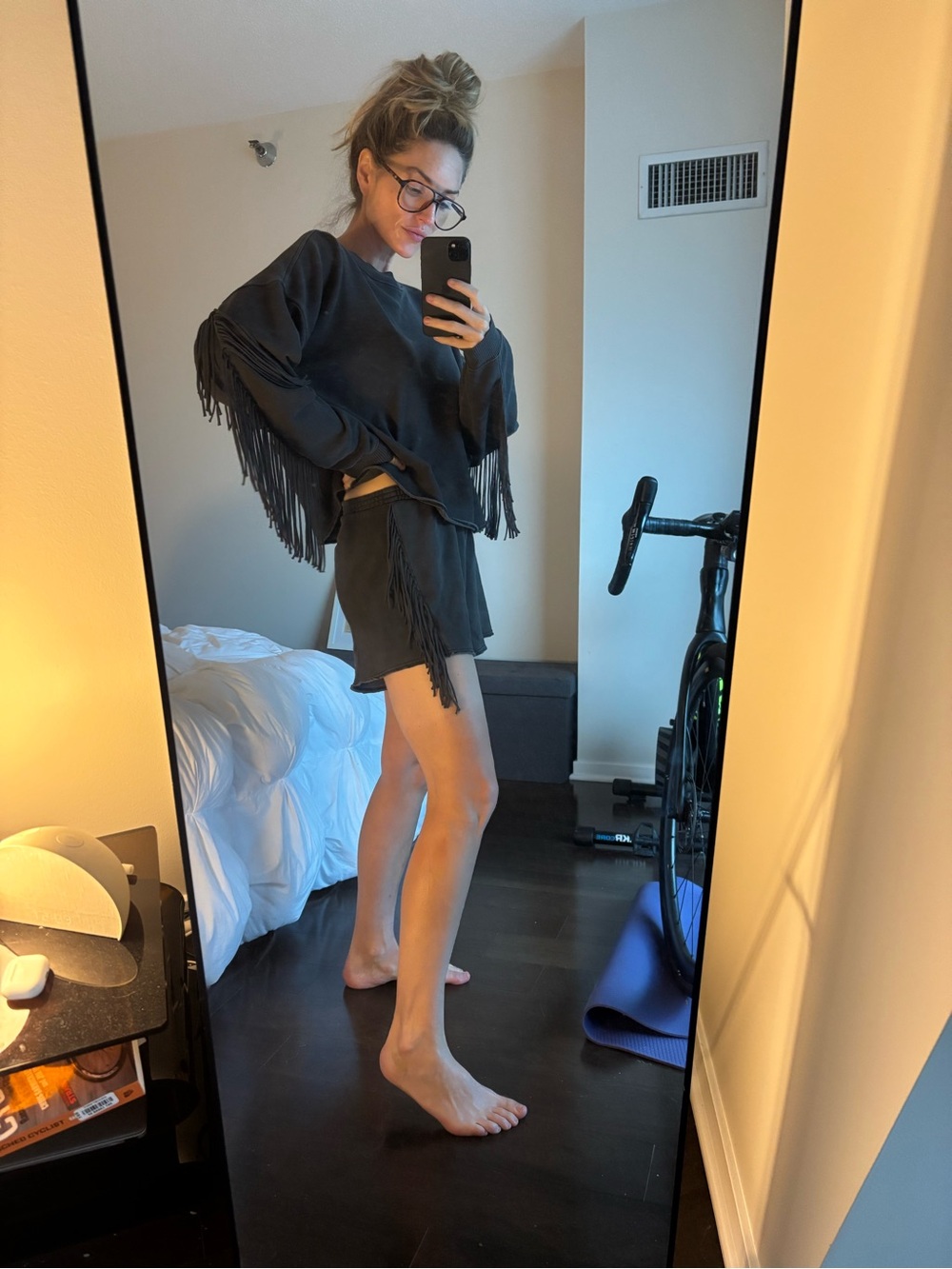 Fringe Hem grey Women's matching set